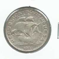 Moeda portuguesa, 5$00 de 1951 - prata (650 0/00, peso 7g)