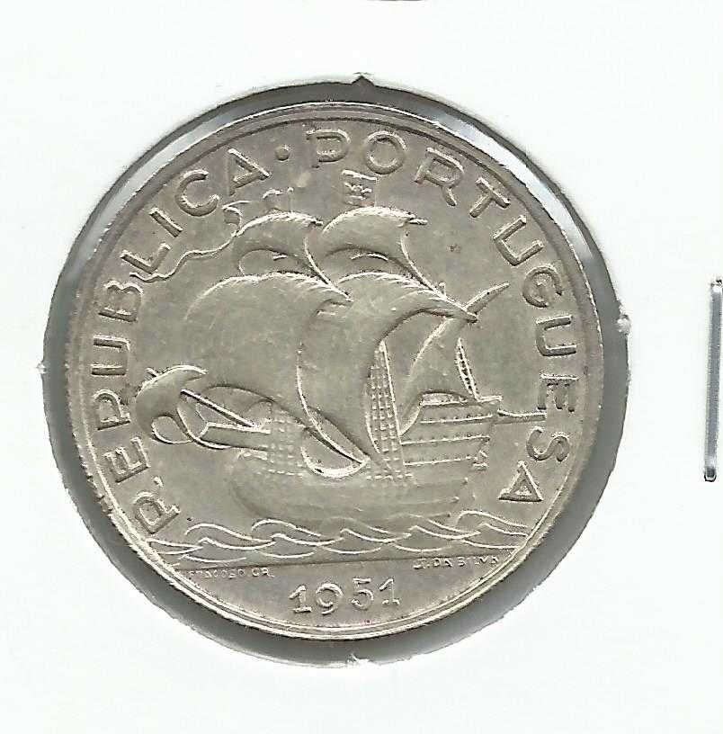 Moeda portuguesa, 5$00 de 1951 - prata (650 0/00, peso 7g)