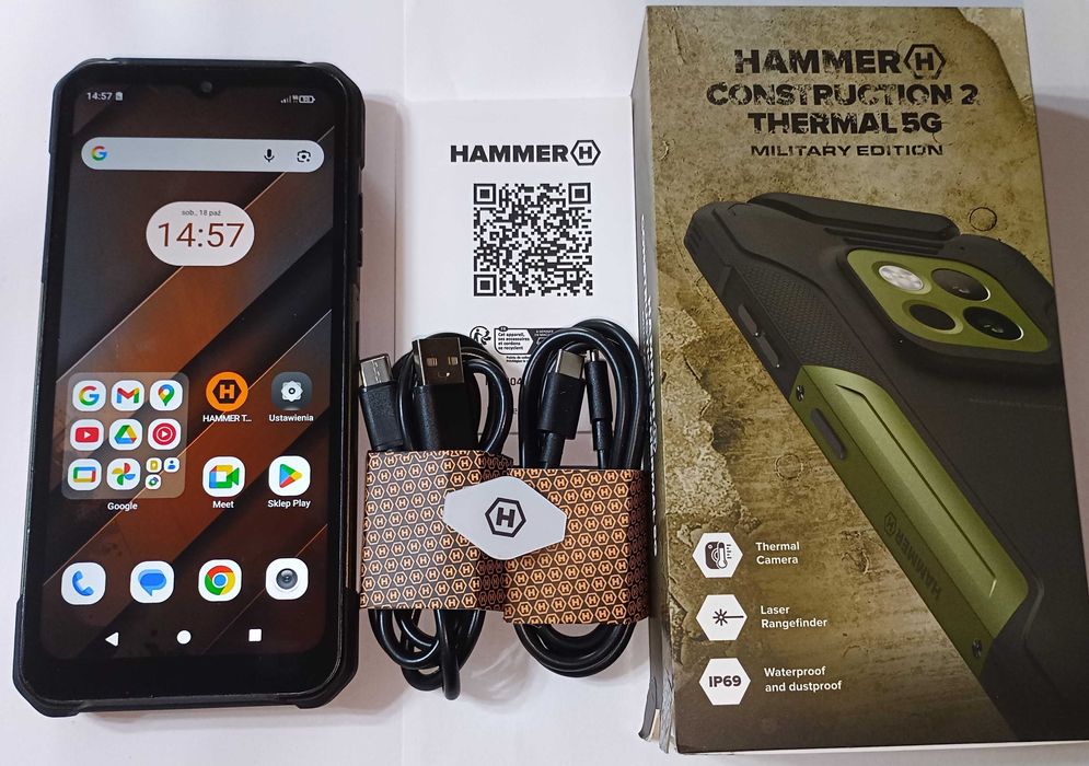 Hammer Construction 2 Thermal 5G 8GB/256GB sprawny zestaw bdb