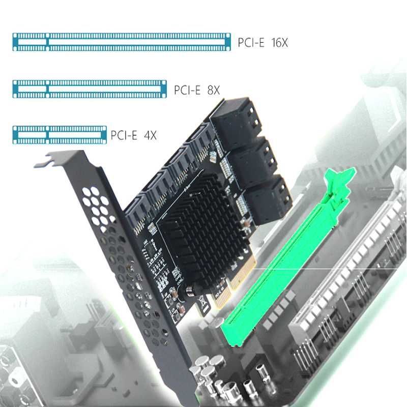 Karta SATA 10 portow PCI Express X4 3.0 do SATA3 6 gb/s ASM1166