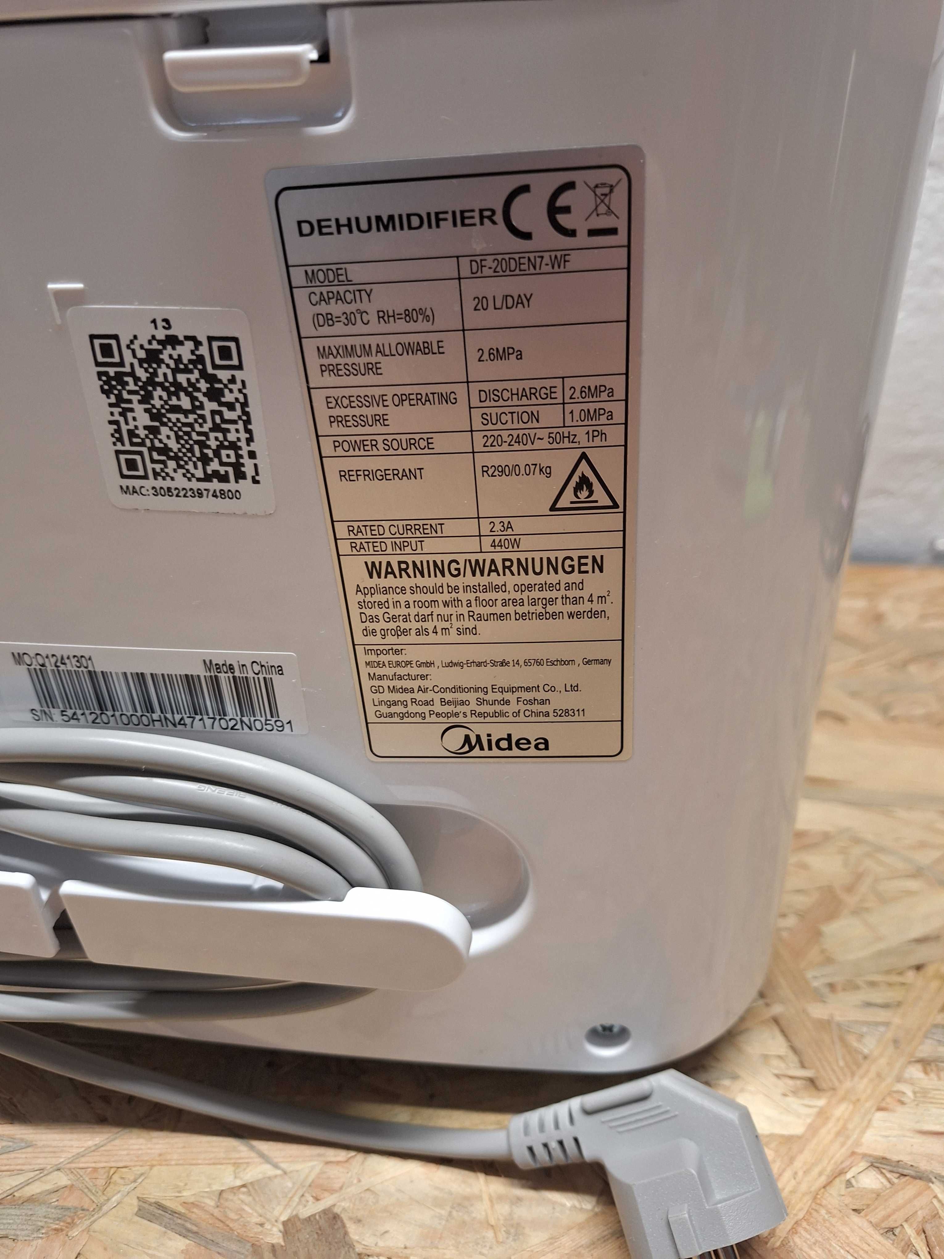 Osuszacz powietrza 20L / 24h Midea DF-20DEN7-WF Wi-Fi