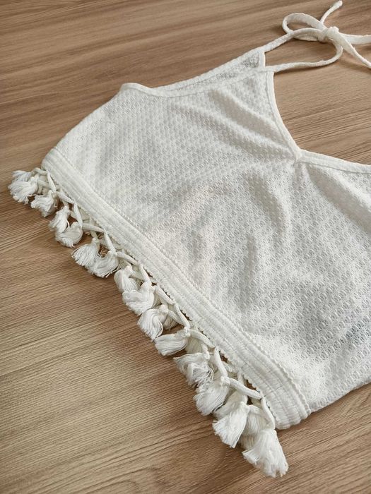 Crop top bluzka na ramiączkach biały Shein M