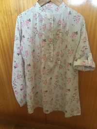 Camisa/blusa com flores e riscas, tamanho 10-11 da marca Lanidor.