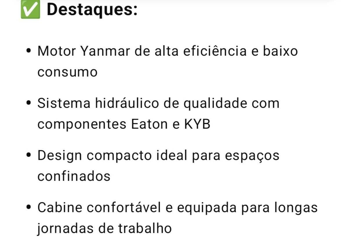 Mini giratória 2 toneladas