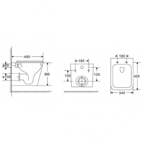 KUBIK Rimless унітаз підвісний 49*34*36,5см, сидіння Slim slow
GROHE