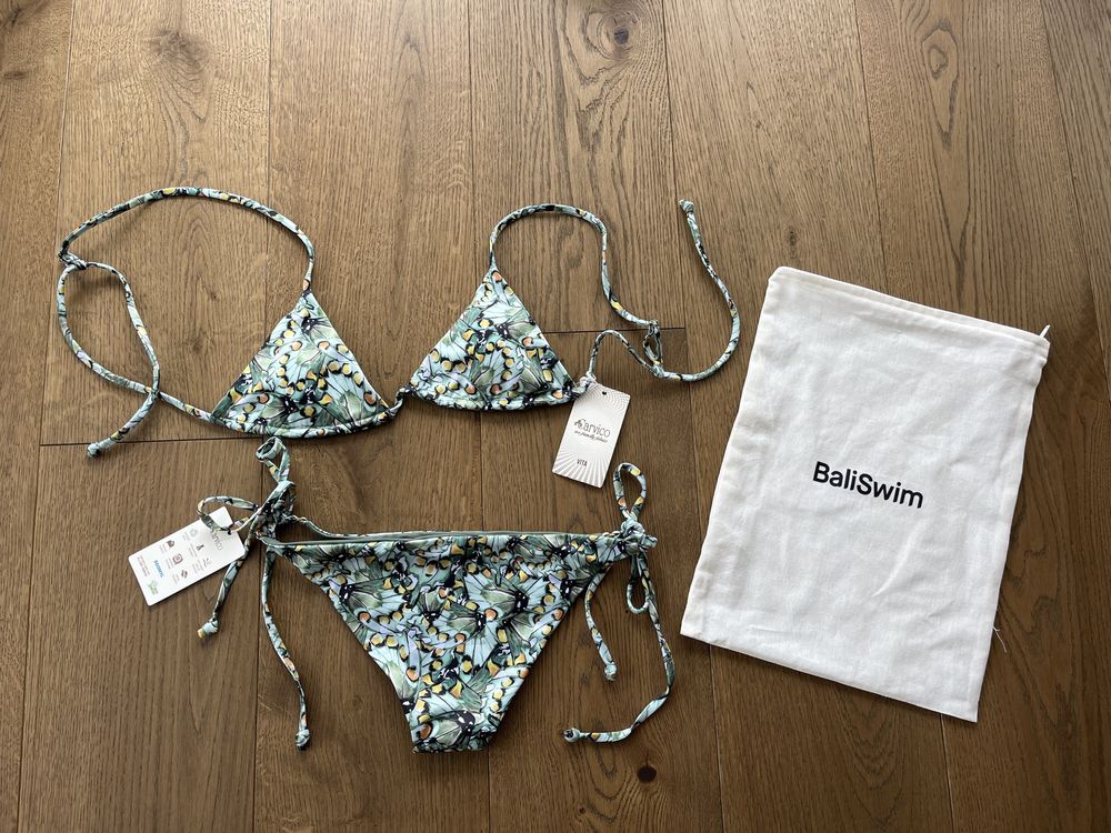 Strój kąpielowy dwuczęściowy bikini nowe z metką w kwiaty zielone