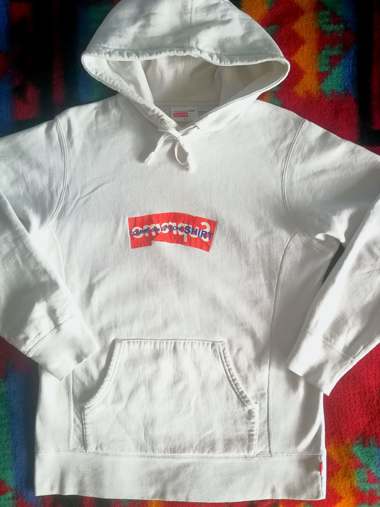 Supreme x CDG box logo L hoodie comme des garcons bogo bluza