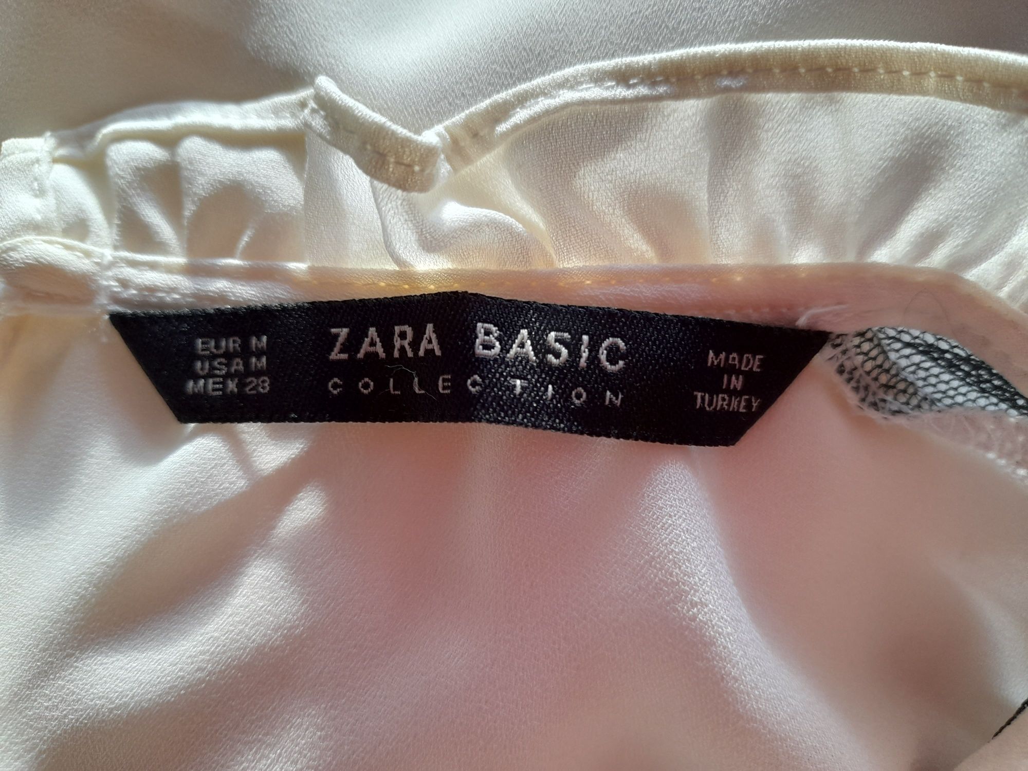 Nowa elegancka bluzka Zara Basic 38/40 ecru czarna koronka vintage