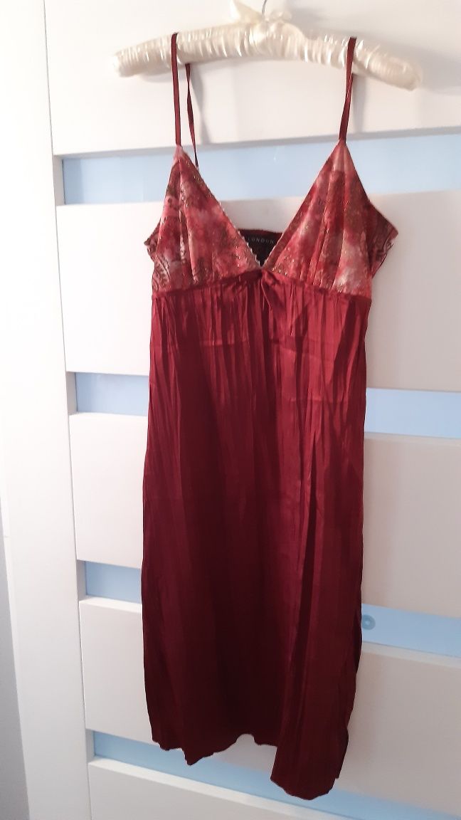Sukienka satynowa maxi Yves Calin z ozdobami roz 36 + Druga sukienka