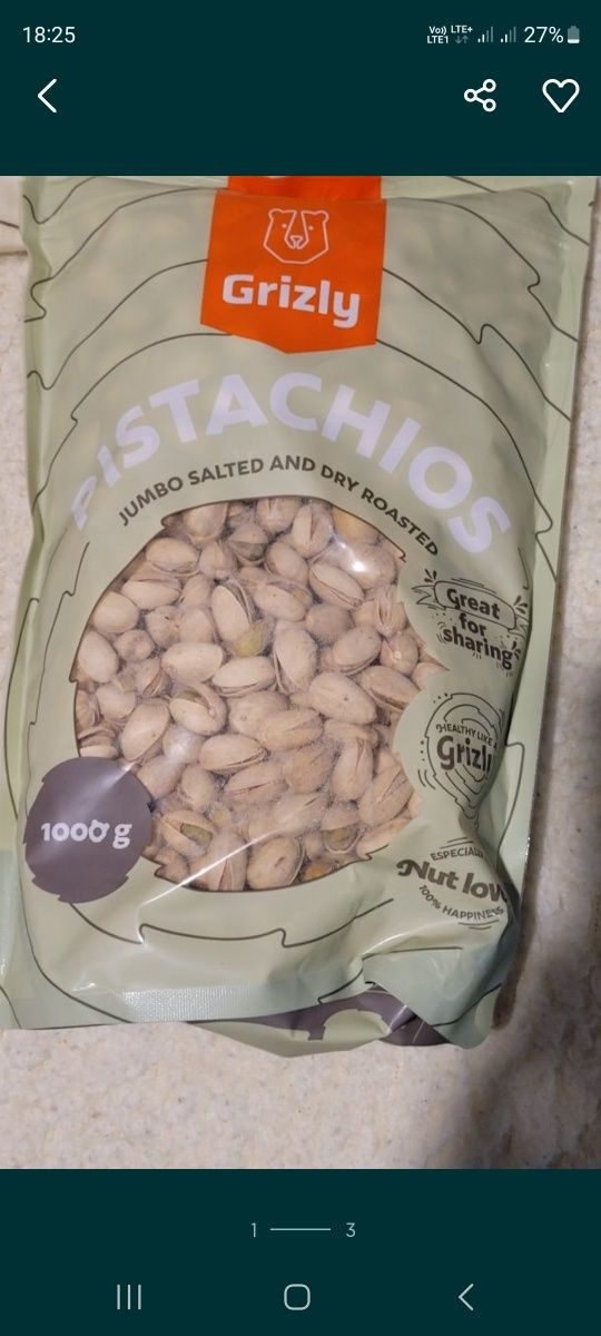 Pistacje lekko solone duże JUMBO w łupinach termin 02.2026r