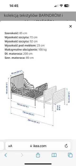 Łóżko IKEA MINNEN Rama + materac