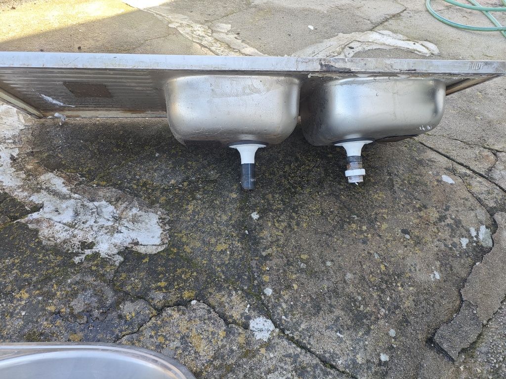 Lava loiça de inox duas pias