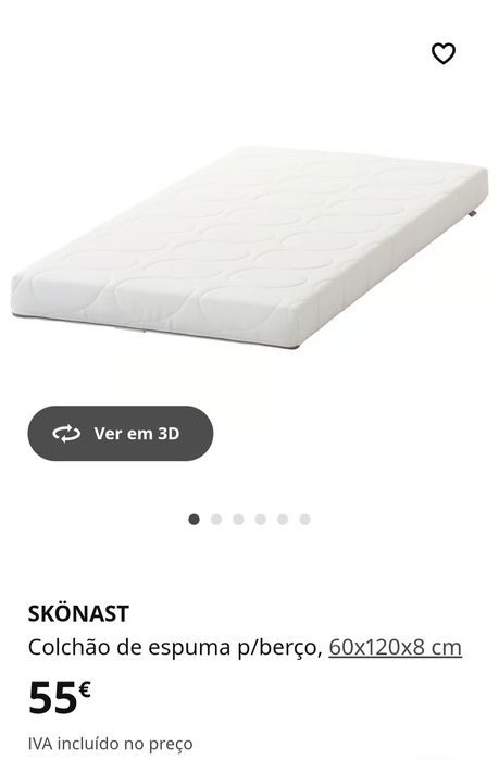 Berço 1.20m X 0.60m + colchão de espuma IKEA