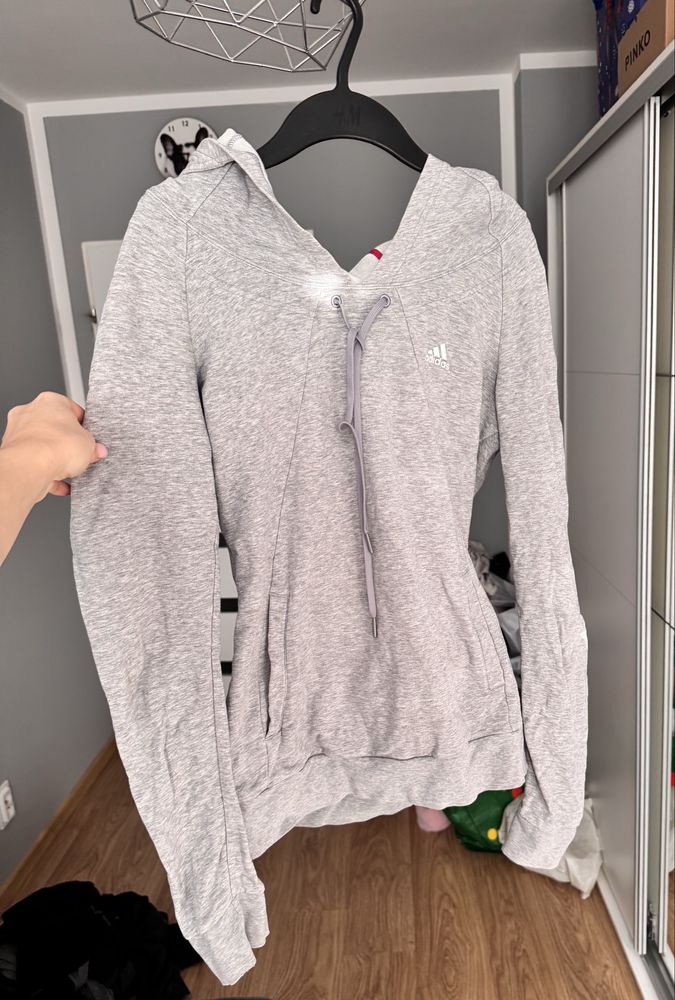 Bluza damska adidas szara z kapturem