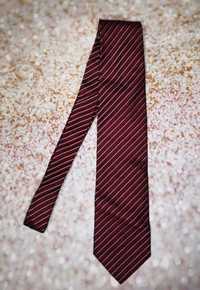 Markowy satynowy krawat bordowy Van GRAAF (3)