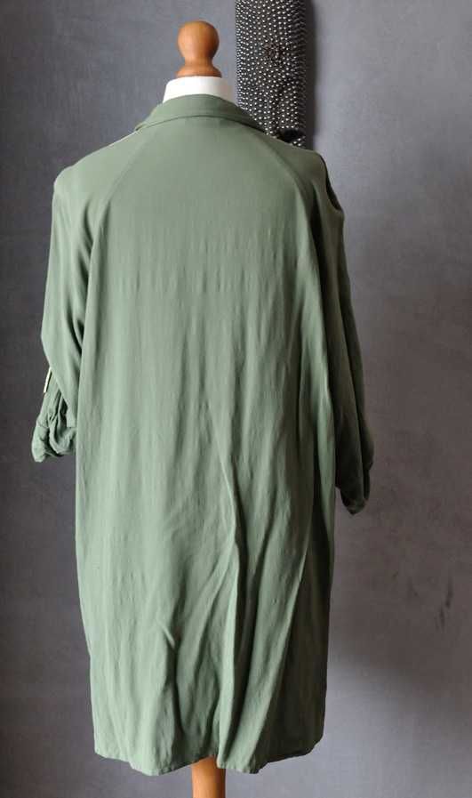 Tunika koszula khaki neon wiskoza XS S
