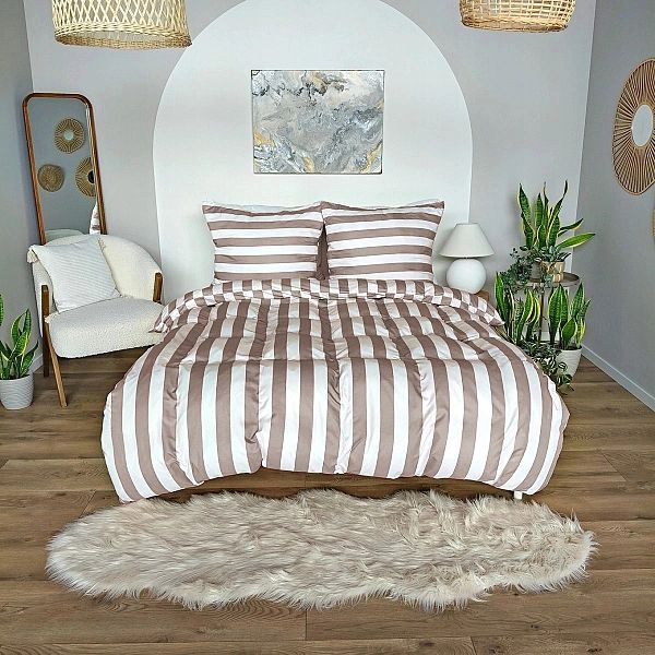 Pościel 140x200 MIKROFIBRA poszewka 70x80 KOMPLET Eusebia Home W PASY