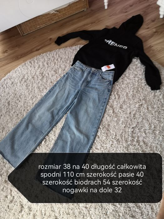 A spodnie dżinsowe z szeroką nogawką Wide Leg niebieskie
