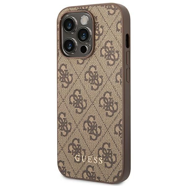 Etui na iPhone 14 Pro Guess 4G Metal Gold Brązowy