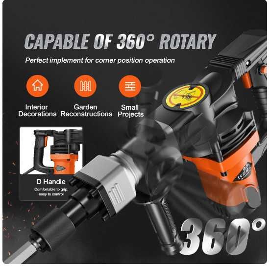 948 Vevor Martelo de demolição 1400w com ponteiras 2900 BPM com mala