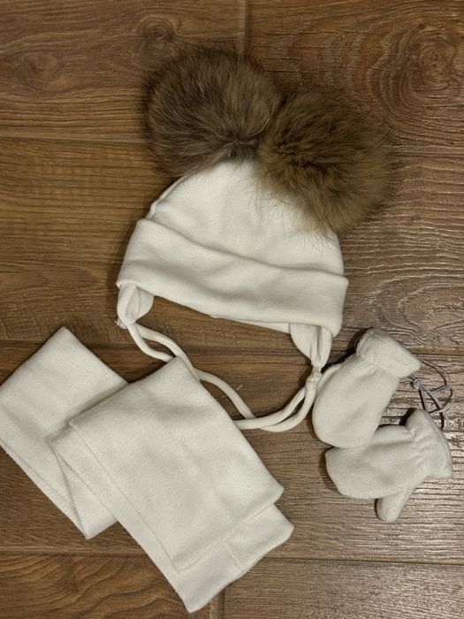 Зимовий дитячий набір (шапка, шарф, рукавиці) , розмір 46