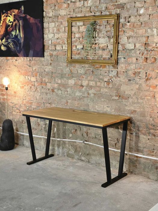 Biurko LOFT 130x60 naturalny dąb, metalowy stelaż | Transport GRATIS