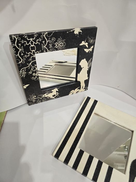 Dwa ręcznie robione lusterka kot i wróżki