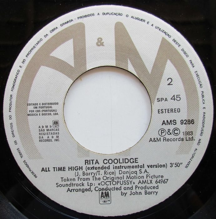Rita Coolidge - - - - - All Time High - - - - - Single