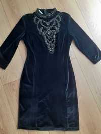 Sukienka czarny aksamit 38