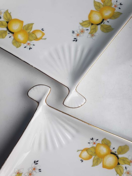 patery 2 sztuki porcelana złocona Wałbrzych cytrynki
