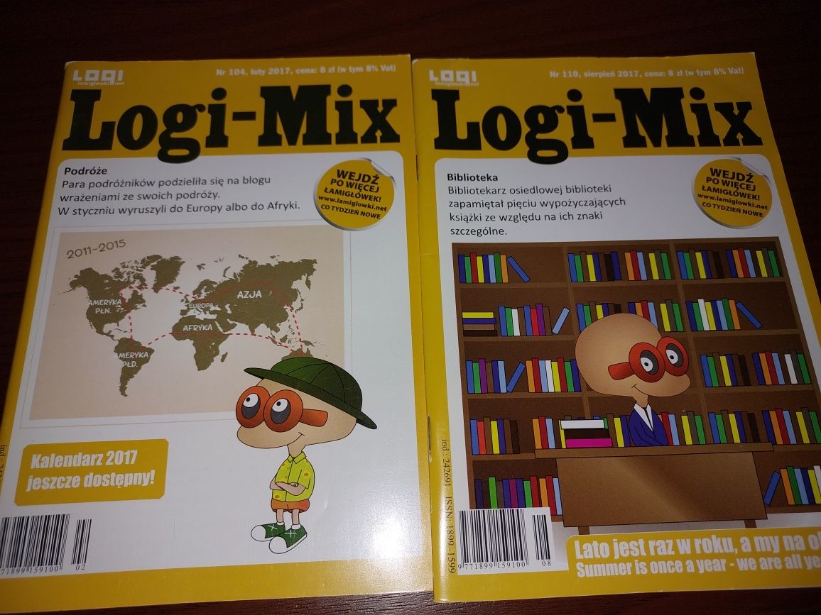 Logi Zadania matematyczne łamigłówki LOGI-MIX Sudoku i inne 2szt=15zł