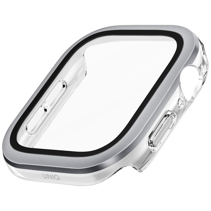 Etui UNIQ Voute do Apple Watch Series 10 42mm szkło hartowane srebrny