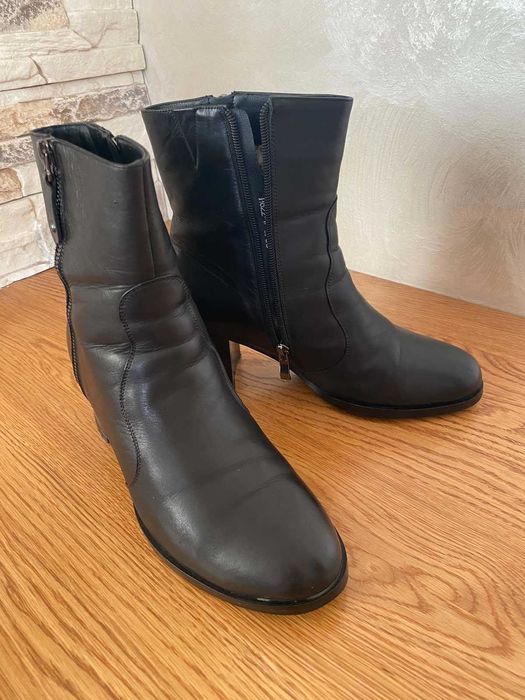 Жіночі зимові ботильони / шкіряні утеплені черевики