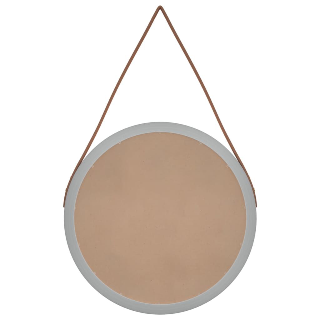 Vidaxl Lustro Ścienne Na Pasku, Srebrne, Ø45 Cm