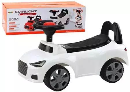 Jeździk z oparciem biały. Leantoys. Nowy Produkt