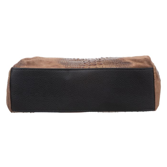 VERA PELLE torebka zamszowa shopper kroko z paskiem V543 granatowa