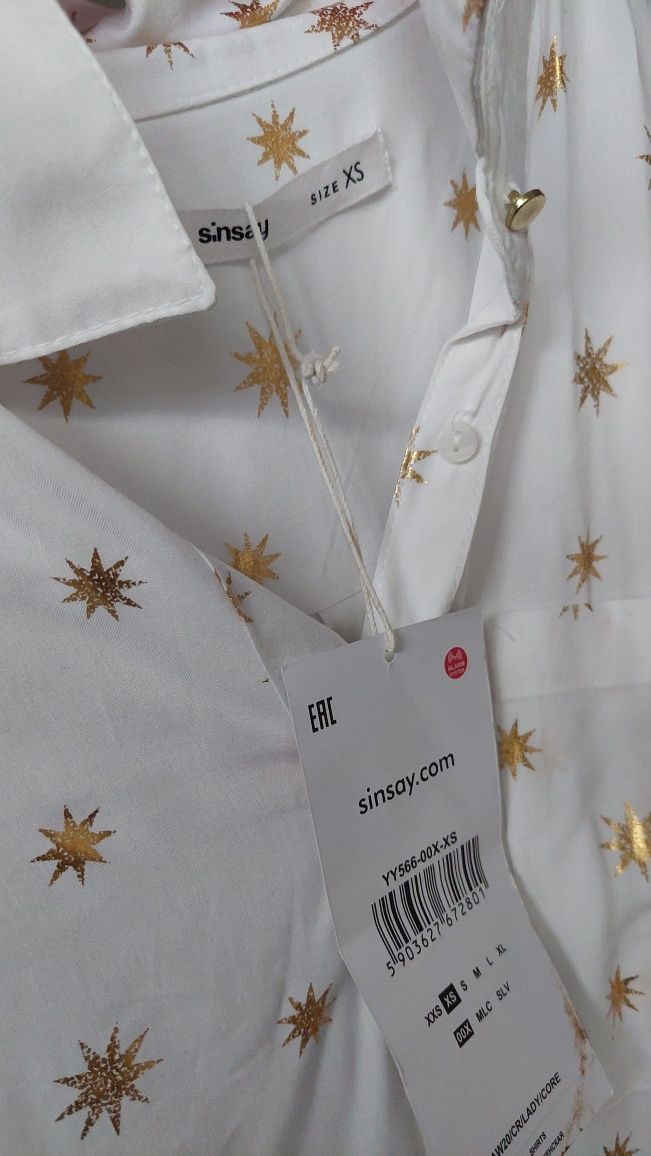 Koszula biała w złote gwiazdki we wzór wzorek