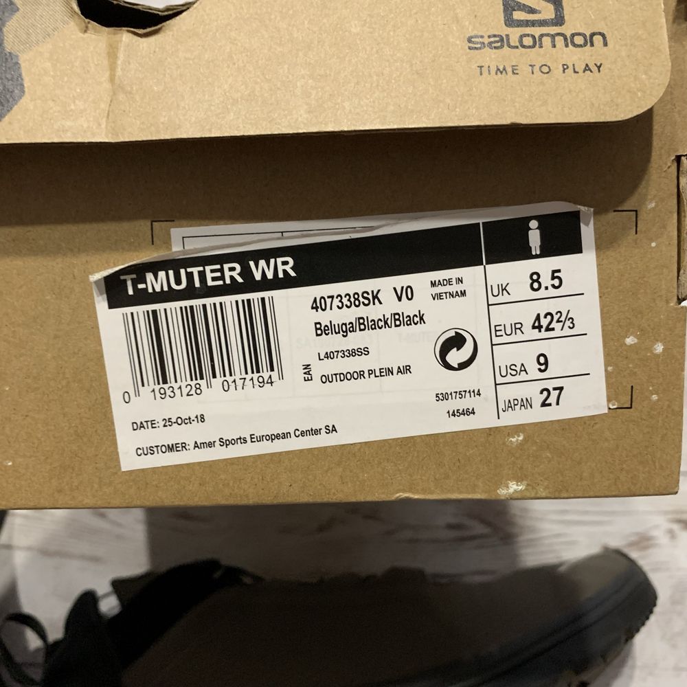 Ботинки кроссовки Salomon T-Muter WR Beluga Black Outdoor Gorpcore Acg