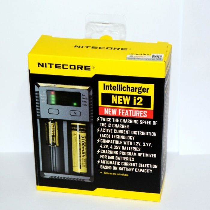 ОРИГИНАЛ Nitecore i2 зарядное устройство на 2 аккума NEW 18650 2*500мА