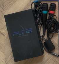 PS2 zestaw konsola +  2x mikrofon singstar