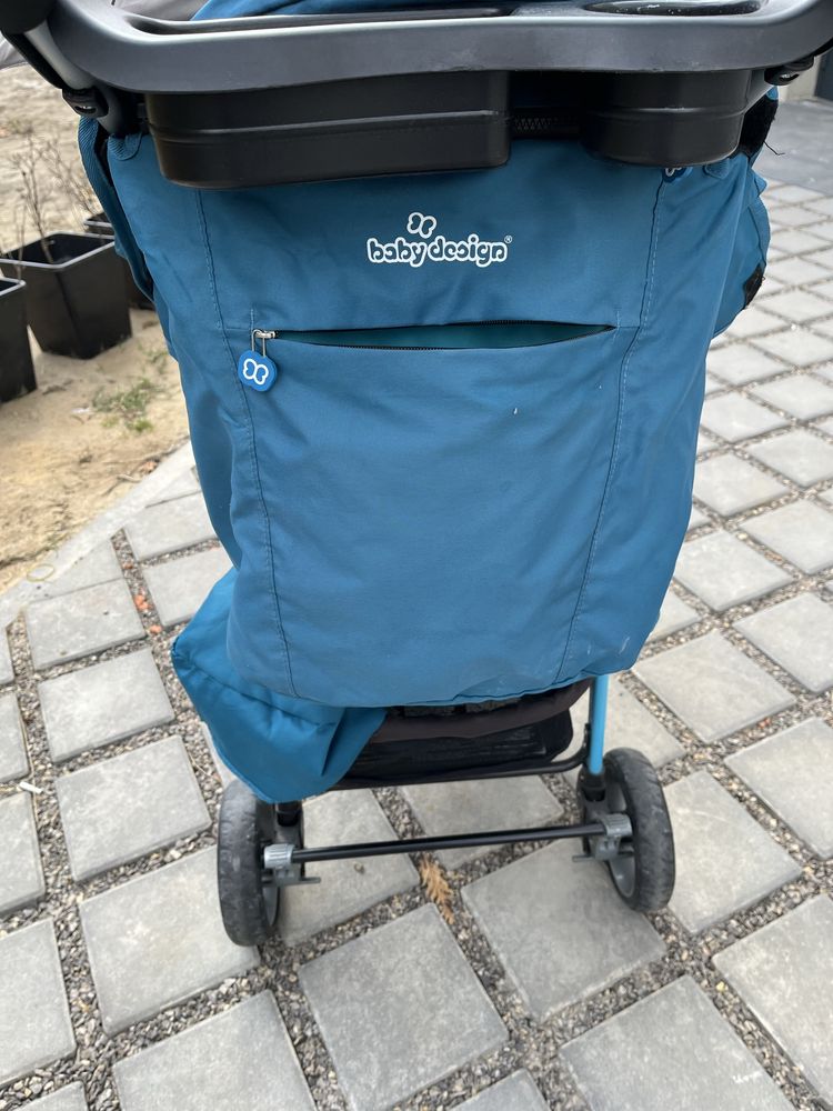 Baby design wòze spacerowy spacerowka + parasol szary turkusowy