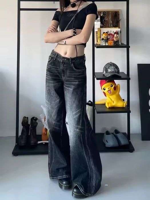 Черные женские джинсы HOUZHOU Grunge Y2k