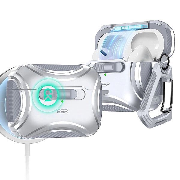 Etui Esr Cyber Flicklock Halolock MagSafe na Airpods Pro 1 / 2 - srebr