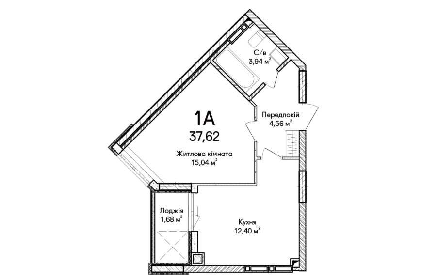 Продаю 1-кімнатну квартиру — 37.62 м², 8 поверх. Здача 3кв 2025р.