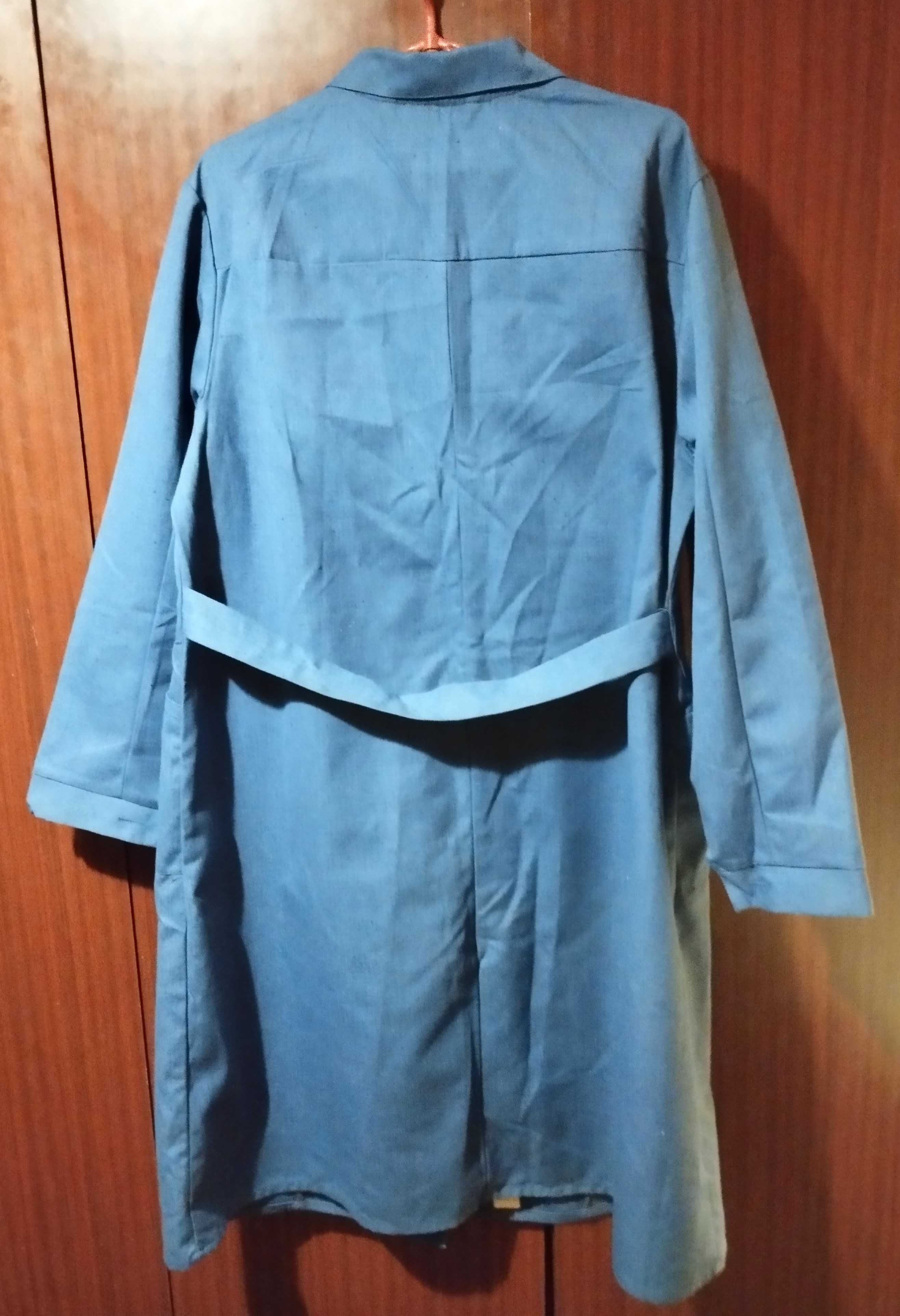Класичний синій халат прямого силуету (жіночий)