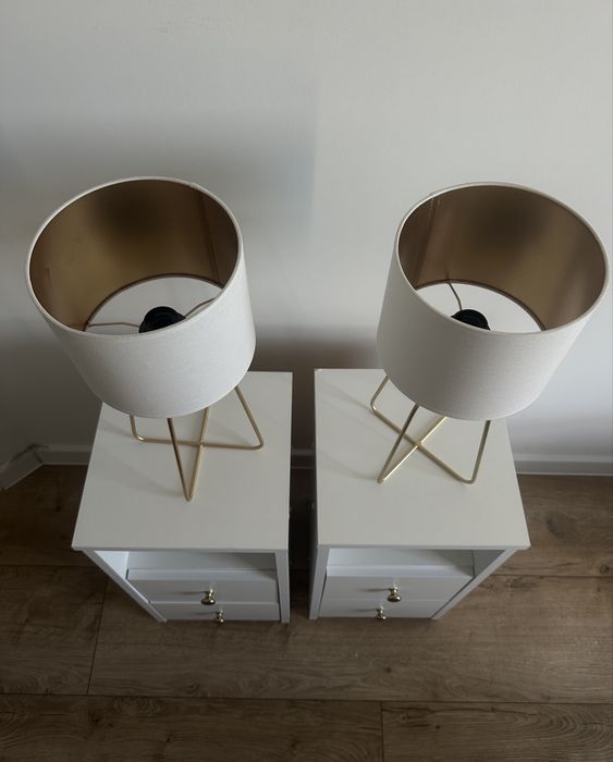 2 LAMPKI NOCNE stołowe, eleganckie, złote nóżki