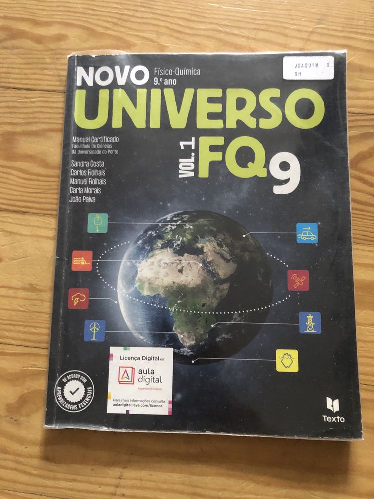 Manual de FQ 9.ºano NOVO UNIVERSO FQ9 c/ 2 vol e caderno de atividades