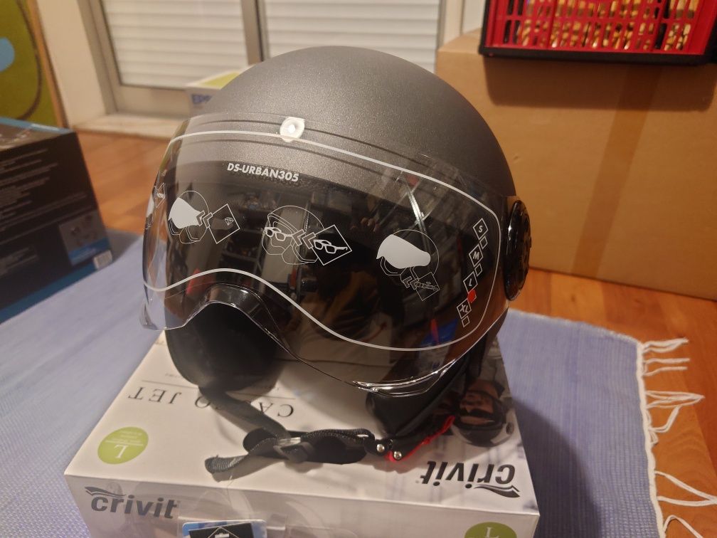 Capacete Jet/Aberto Crivit, tamanho L, Novo