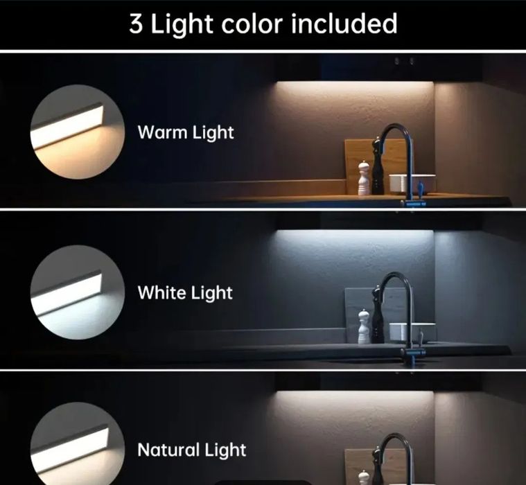 Lampa podszafkowa kuchenna panel LED czujnik ruchu trzy kolory 30cm
