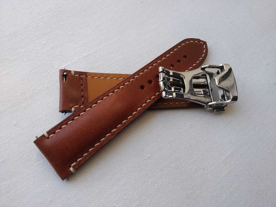 Pasek skórzany do zegarka 20 / 18 mm - motylek typu "Omega "